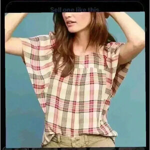 Women’s Maeve from Anthropology Plaid Blouse.Size M.